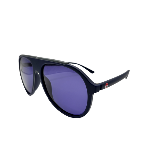 I SKI Retro Aviator Polarized Sunglasses – Matte Deep Blue / Ocean Blue with Gray Accents