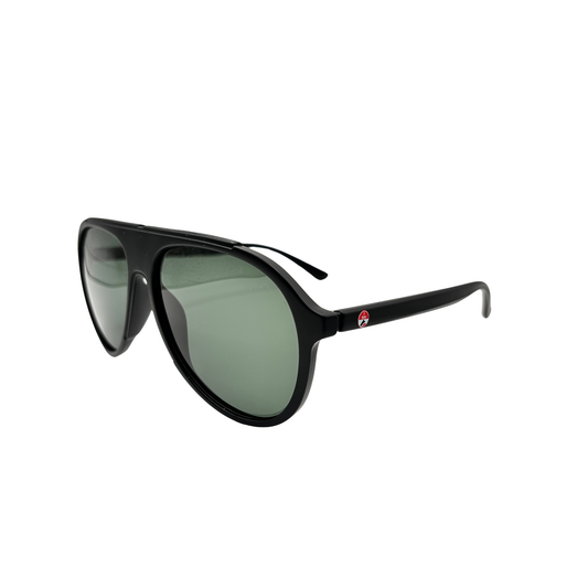 I SKI Retro Aviator Polarized Sunglasses – Matte Black / Green