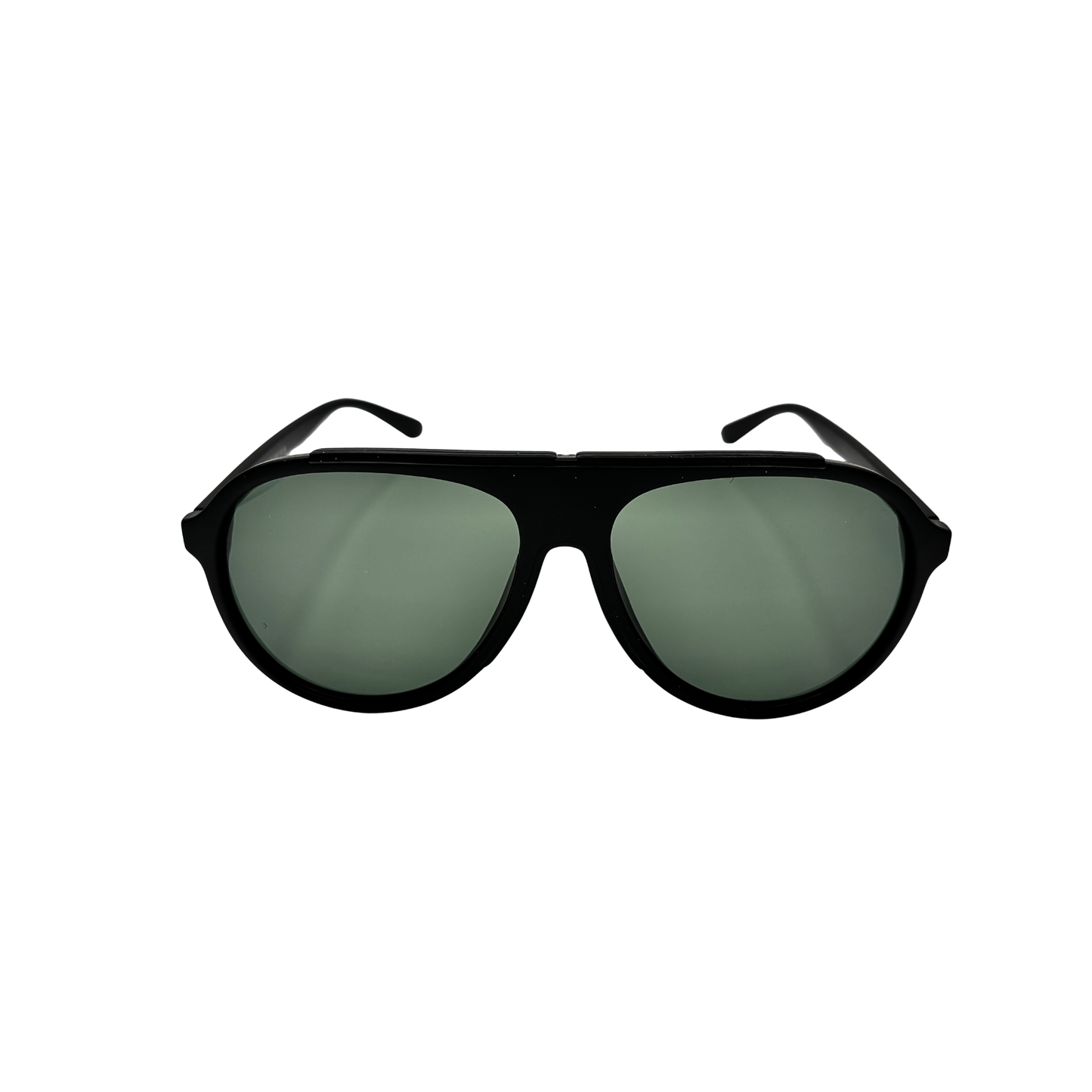 I SKI Retro Aviator Polarized Sunglasses – Matte Black / Green