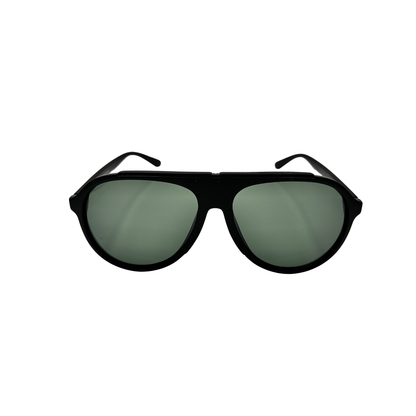 I SKI Retro Aviator Polarized Sunglasses – Matte Black / Green