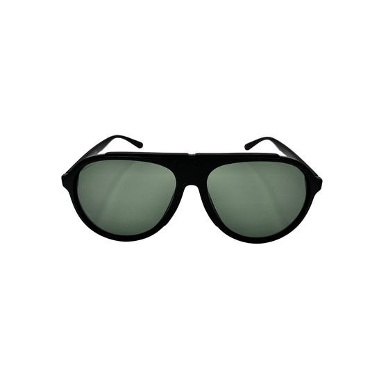 I SKI Retro Aviator Polarized Sunglasses – Matte Black / Green