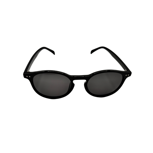 I SKI Vintage Keyhole Classic Round Polarized Sunglasses – Black / Smoke