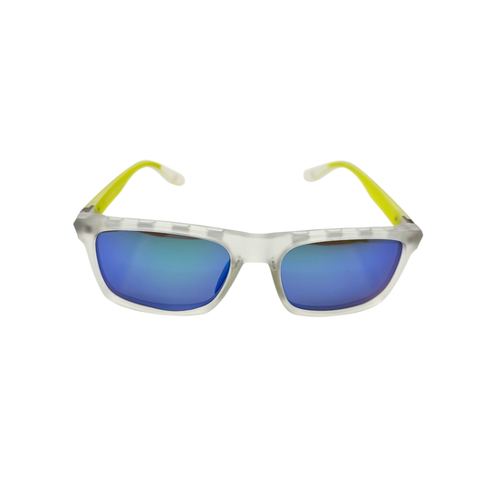 I SKI Sport Square Polarized Sunglasses – Matte Transparent / Neon Lime
