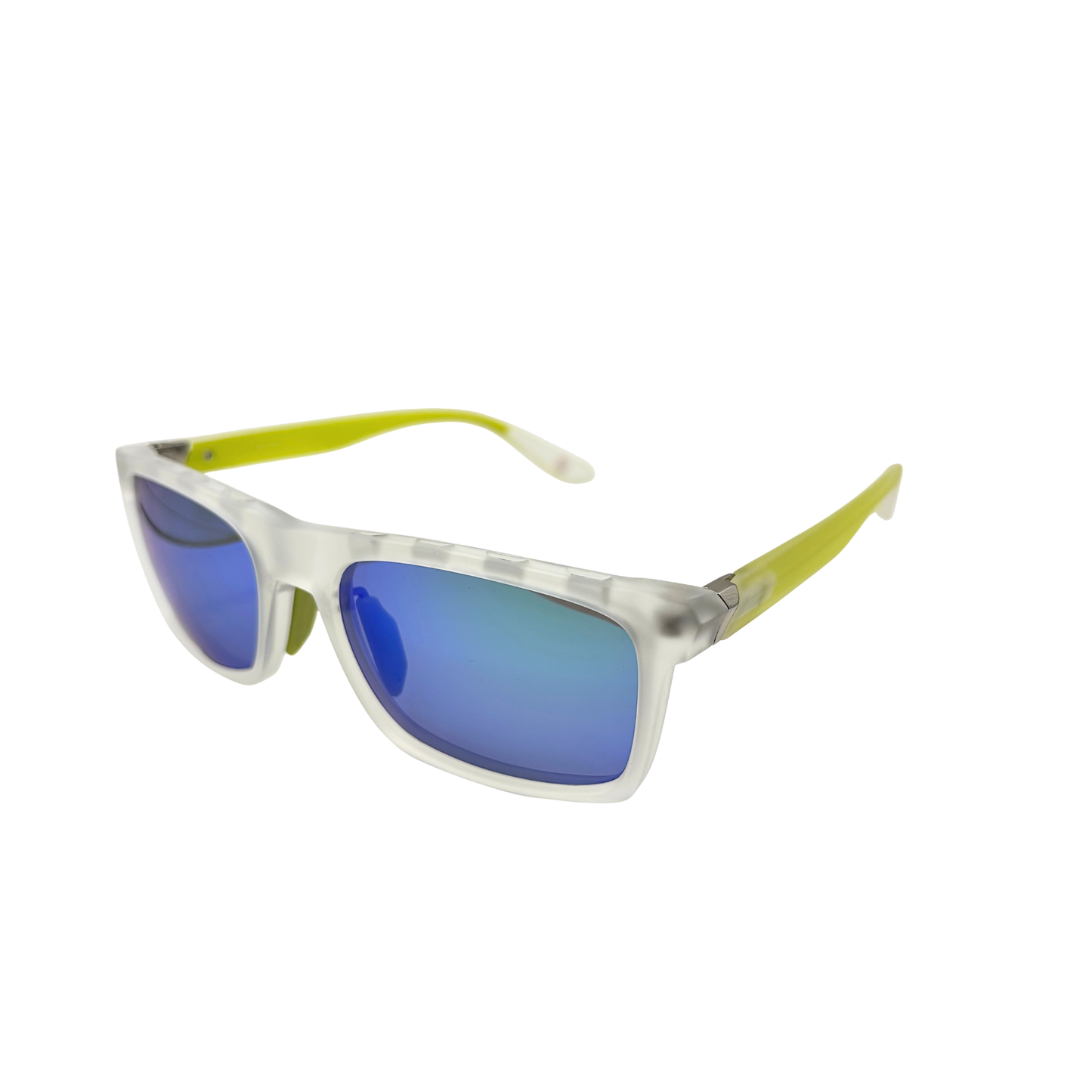 I SKI Sport Square Polarized Sunglasses – Matte Transparent / Neon Lime