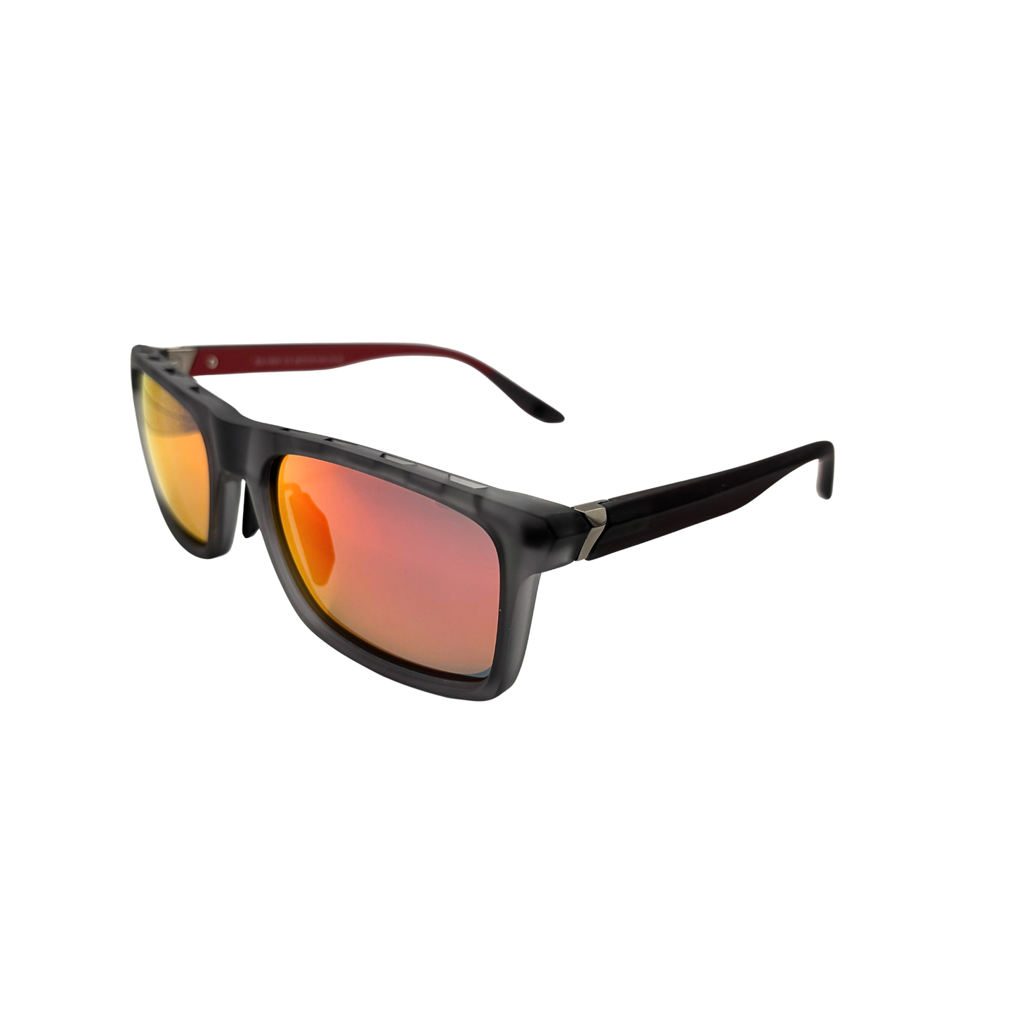 I SKI Sport Square Polarized Sunglasses – Matte Transparent Gray / Red