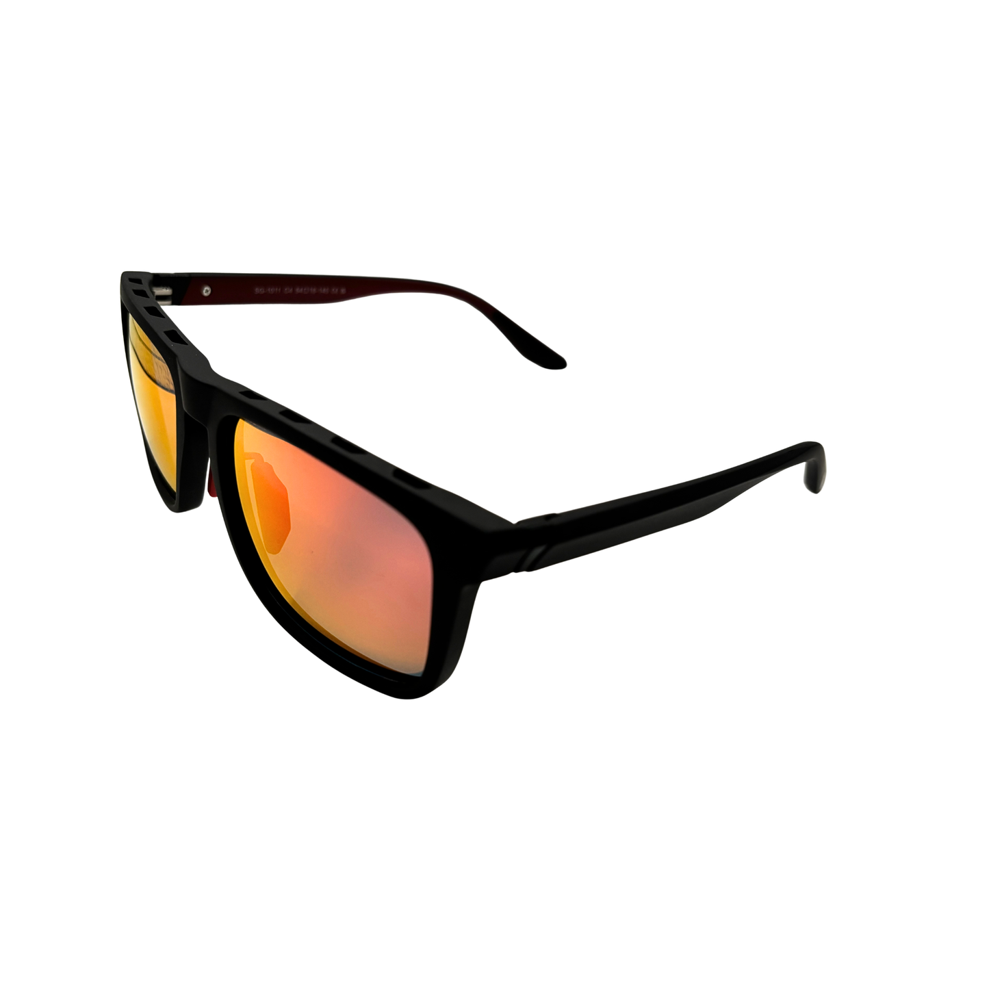 I SKI Sport Square Polarized Sunglasses – Rubberized Matte Black / Red (Large Frame)