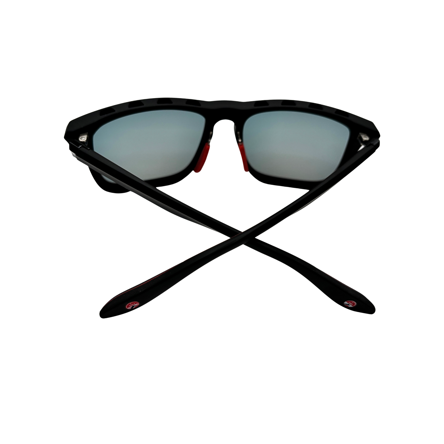 I SKI Sport Square Polarized Sunglasses – Rubberized Matte Black / Red (Large Frame)