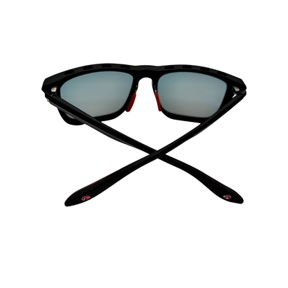 I SKI Sport Square Polarized Sunglasses – Rubberized Matte Black / Red (Large Frame)