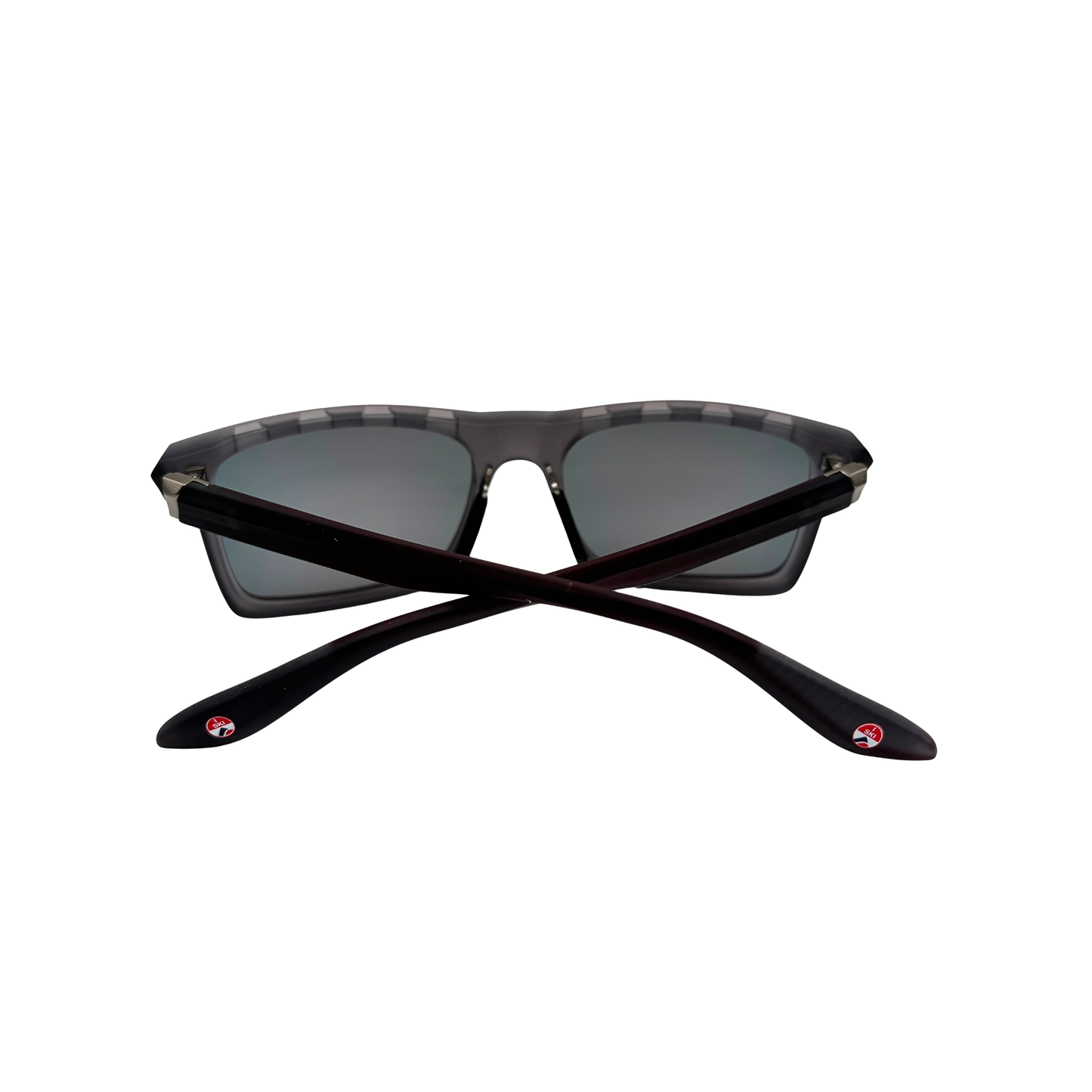I SKI Sport Square Polarized Sunglasses – Matte Transparent Gray / Red