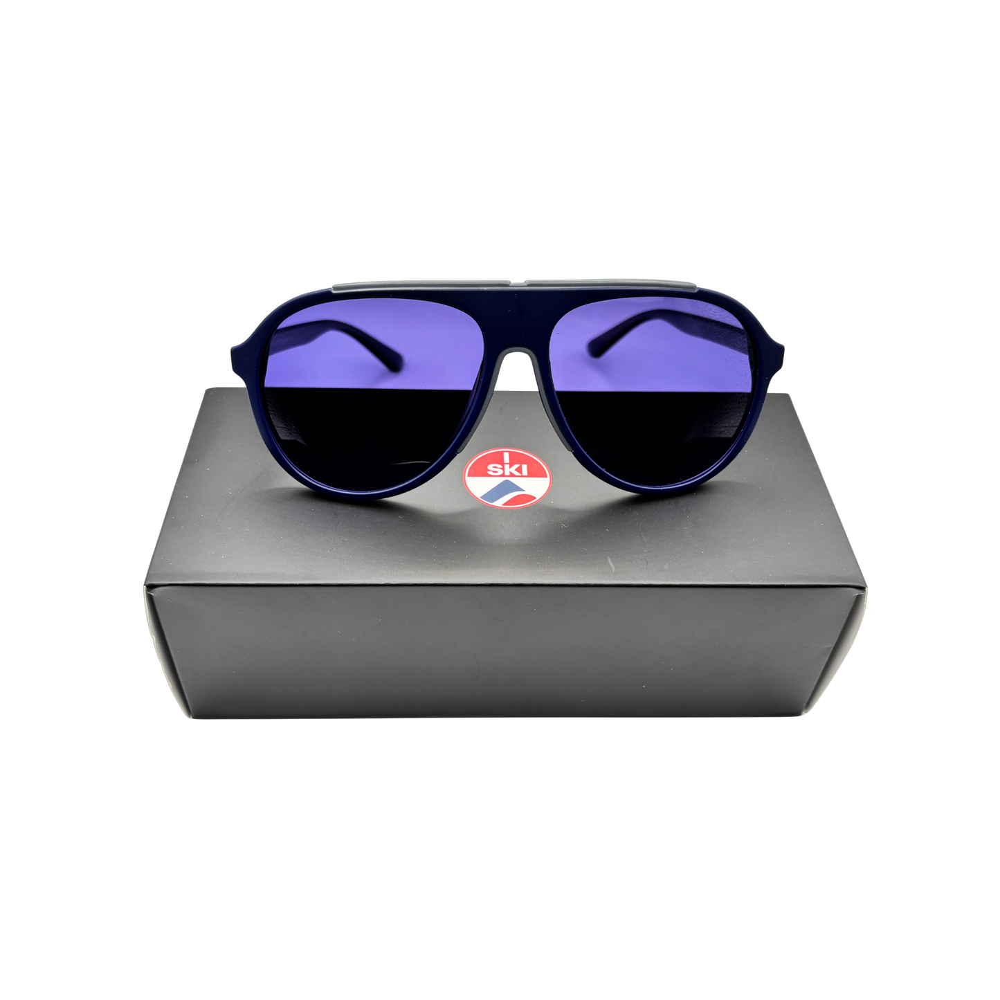 I SKI Retro Aviator Polarized Sunglasses – Matte Deep Blue / Ocean Blue with Gray Accents