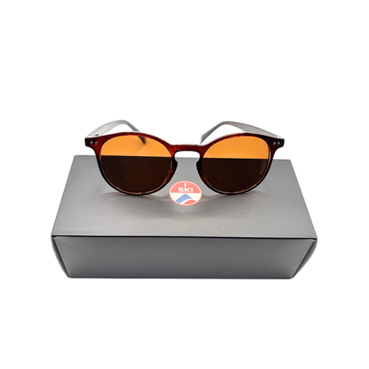 I SKI Vintage Keyhole Classic Round Polarized Sunglasses – Tea / Tea