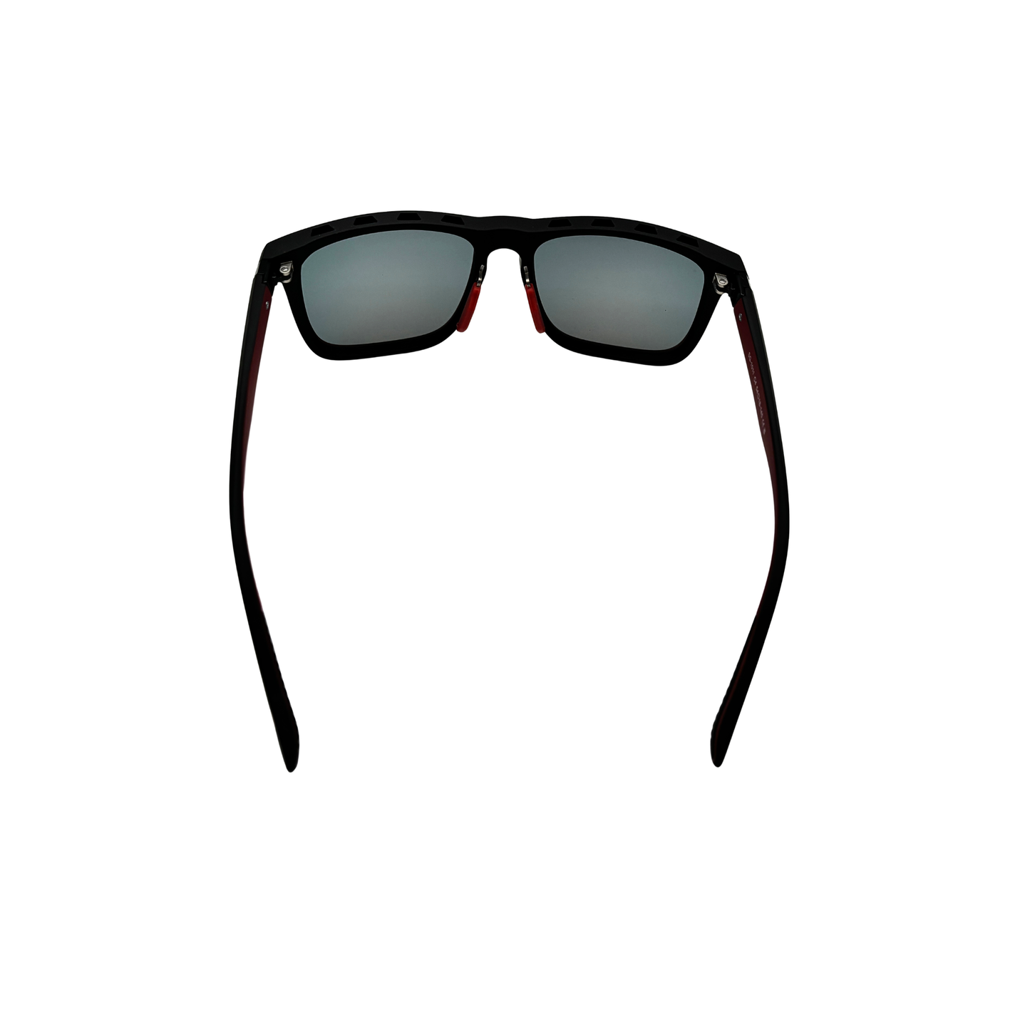 I SKI Sport Square Polarized Sunglasses – Rubberized Matte Black / Red (Large Frame)