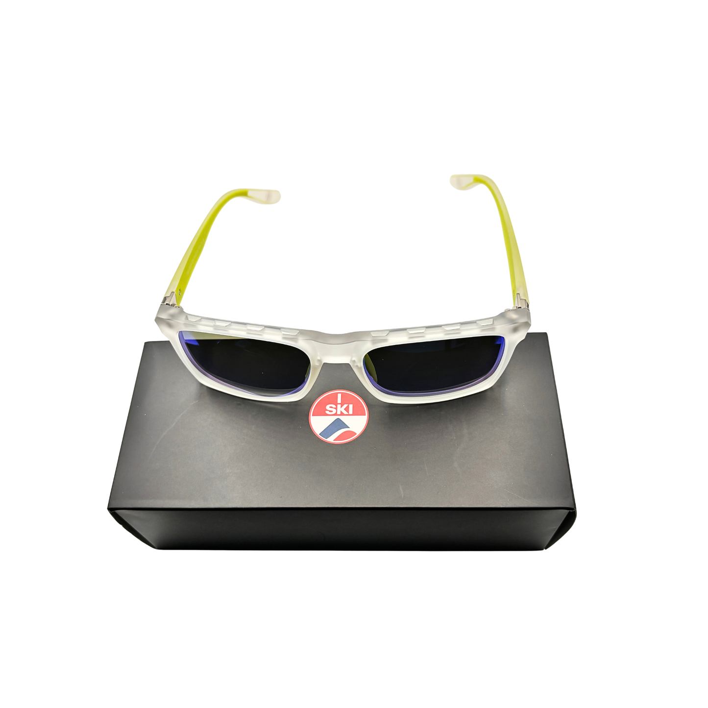 I SKI Sport Square Polarized Sunglasses – Matte Transparent / Neon Lime