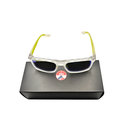 I SKI Sport Square Polarized Sunglasses – Matte Transparent / Neon Lime